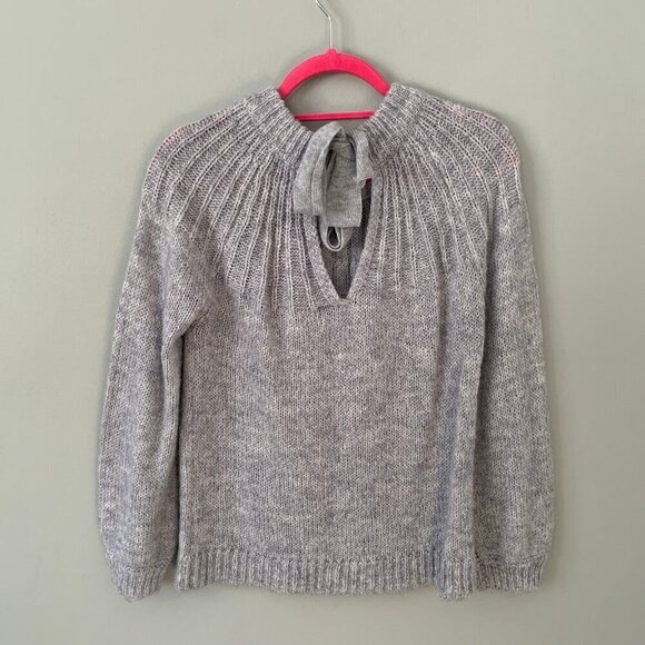 LC Lauren Conrad gray long balloon sleeve crewneck lightweight‎ sweater - Picture 6 of 11